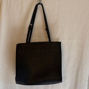 Madison West Black Leather Tote Bag